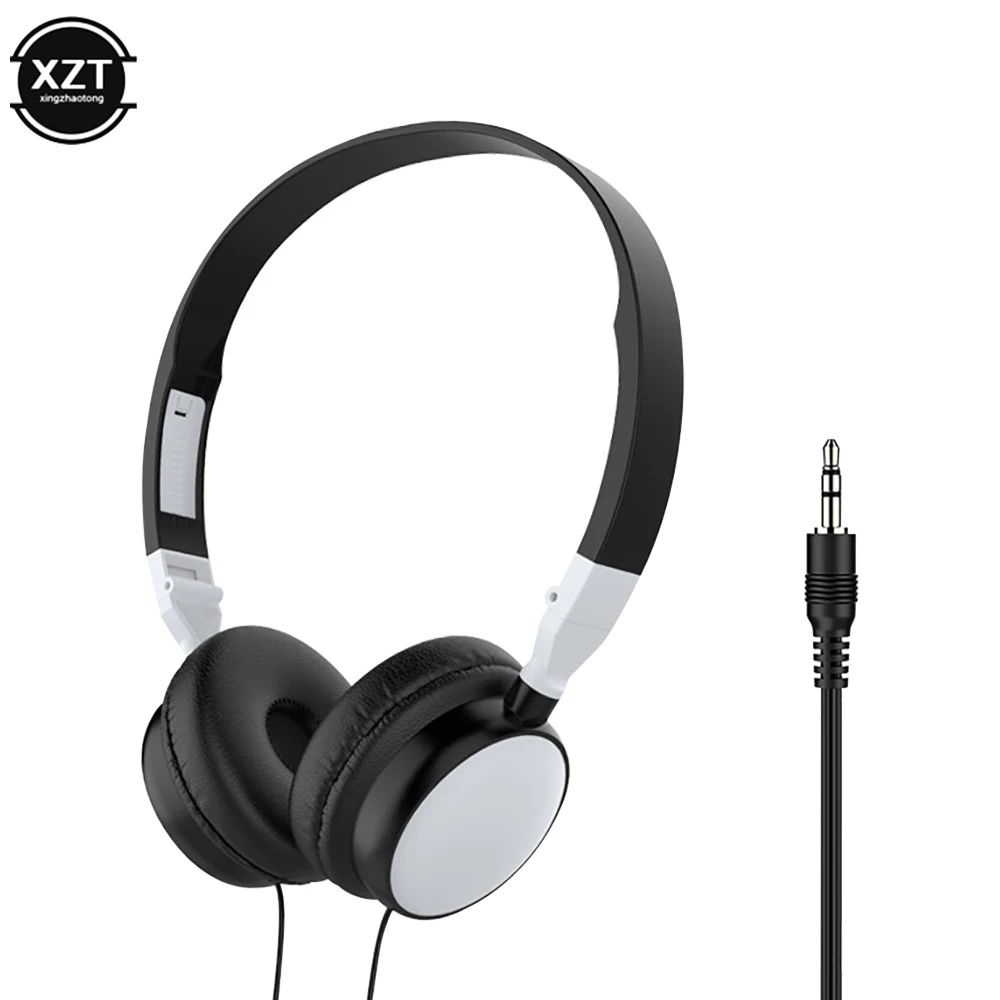 Foldable Stereo Headphones – Wired 3.5mm Headset for Sports & Mobile Devices