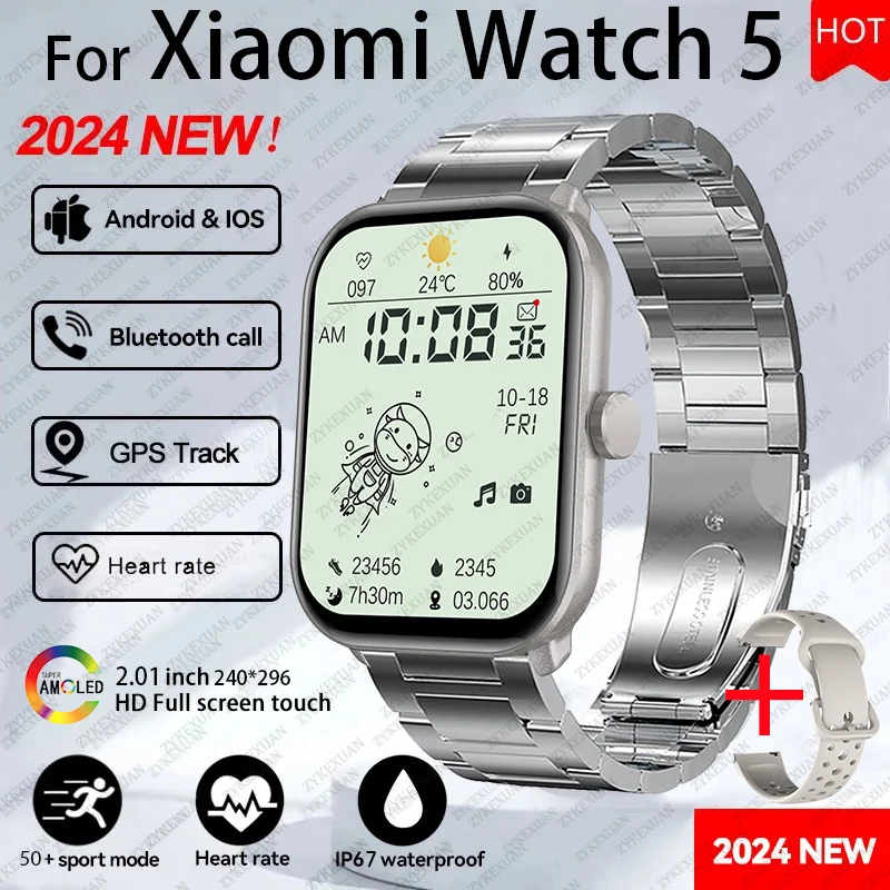 New Watch5 Smartwatch – AI Voice, Bluetooth Call, Blood Oxygen & Pressure Monitor