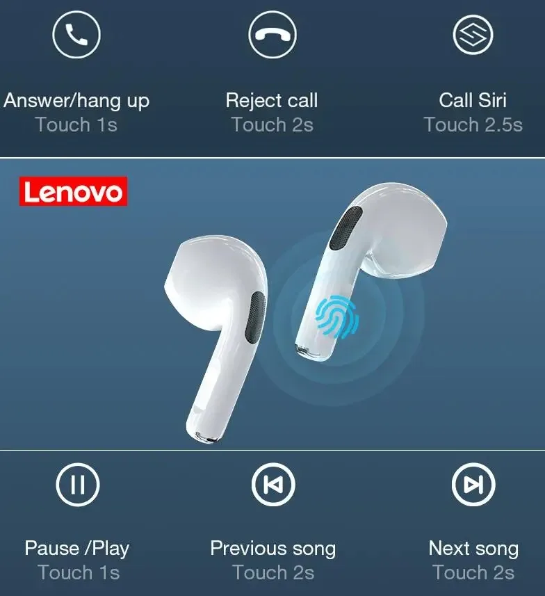 Lenovo HT38 – Bluetooth Earphones, 9D Stereo, Waterproof