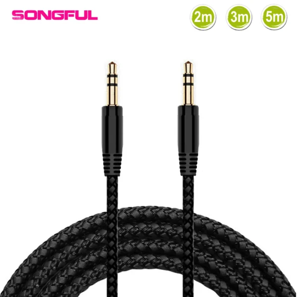 AUX Extension Cable – 3.5mm Male to Male, 2–5M, Braided Audio Wire