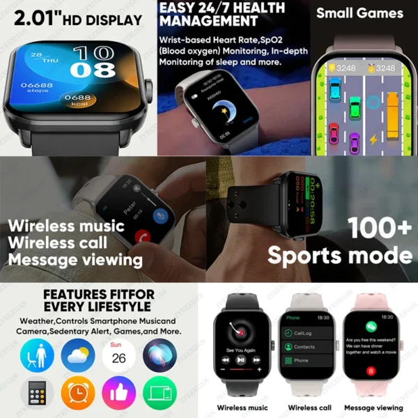 New Watch5 Smartwatch – AI Voice, Bluetooth Call, Blood Oxygen & Pressure Monitor