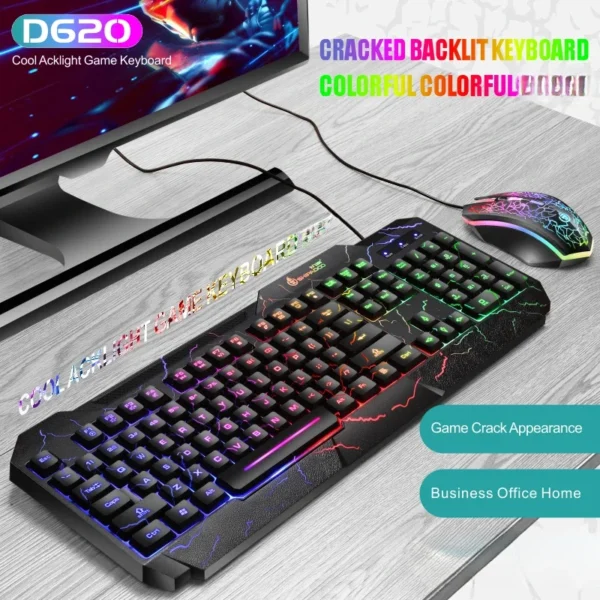 Shipadoo RGB Mechanical Gaming Keyboard & Mouse Set – 104 Keys, Wired, Black