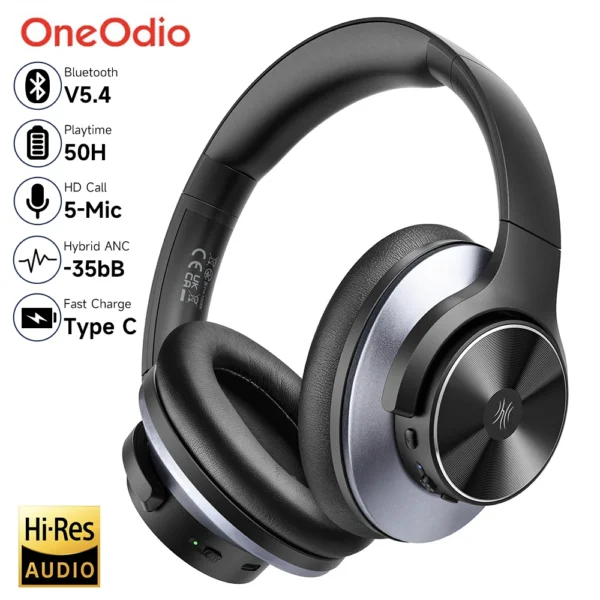 OneOdio A10 – Bluetooth 5.4 Headphones, Hybrid ANC, Hi-Res Audio