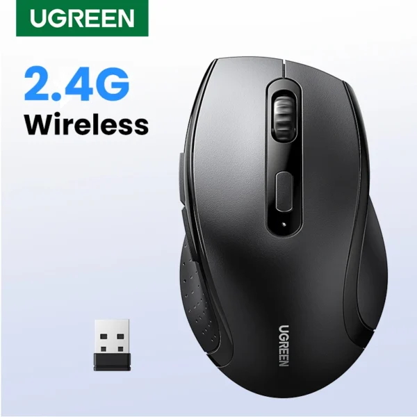 UGREEN Silent Wireless Mouse – 1600DPI, USB Receiver, Portable Ergonomic Mouse for MacBook/PC