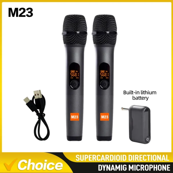 M23 UHF 2-Channel Wireless Microphone System with Rechargeable Receiver