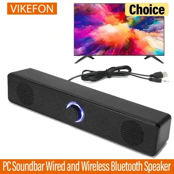 Bluetooth PC Soundbar – USB Powered Speaker for TV, Home Theater & Gaming