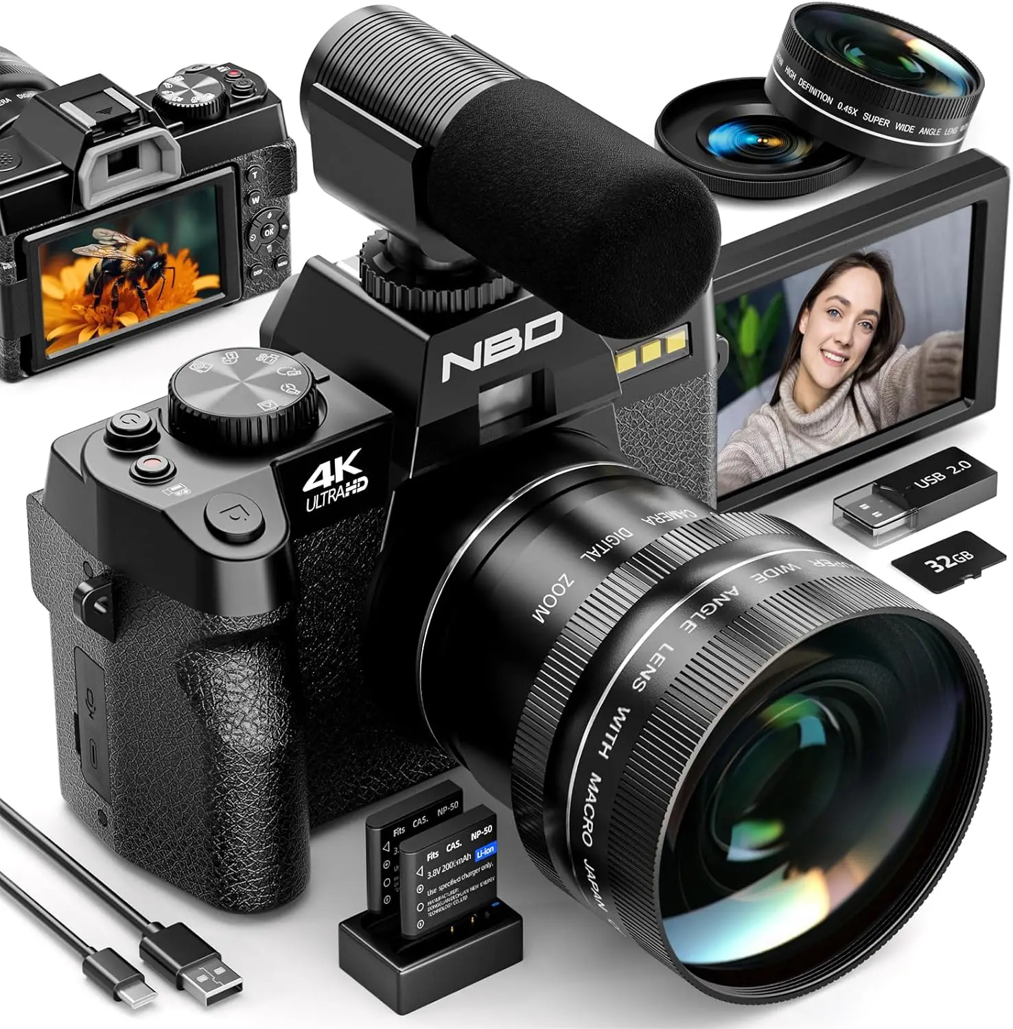 NBD 4K Digital Camera – 48MP Photography & Travel Vlogging Cam