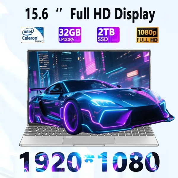 Gaming Laptop – Intel Celeron N5095, 32GB RAM, 1TB SSD-15.6