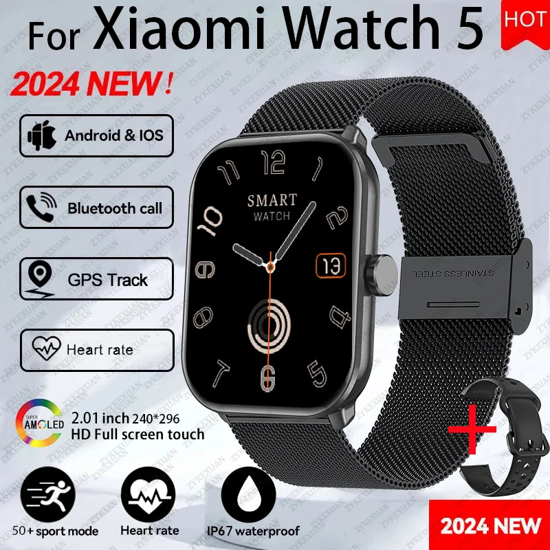 New Watch5 Smartwatch – AI Voice, Bluetooth Call, Blood Oxygen & Pressure Monitor