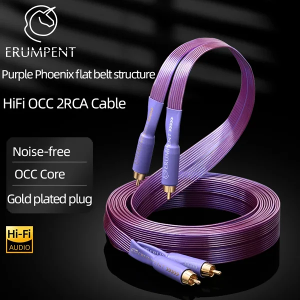 ERUMPENT 2RCA to 2RCA Cable – Hi-End OCC Copper, Gold-Plated Plugs