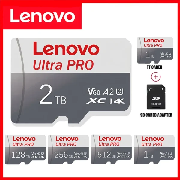 Lenovo 128GB–2TB TF Memory Card – High-Speed, U3, USB Adapter Ready