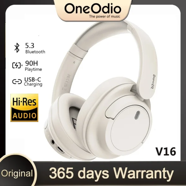OneOdio V16 – Bluetooth 5.3 Headphones, 40mm Driver, Long Playtime