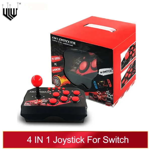 Retro Arcade Game Joystick – 4-in-1 USB Wired Fighting Stick