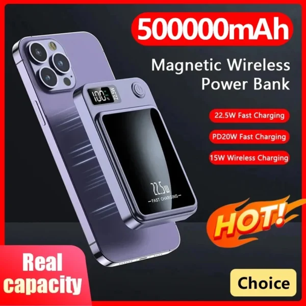 Magnetic Wireless Power Bank – 50000mAh, 22.5W Fast Charging