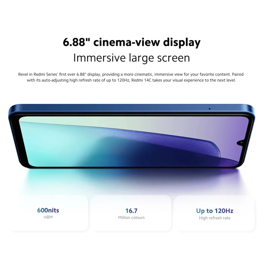 Redmi 14C Smartphone – 8/256GB, 5160mAh Battery, 18W Fast Charging