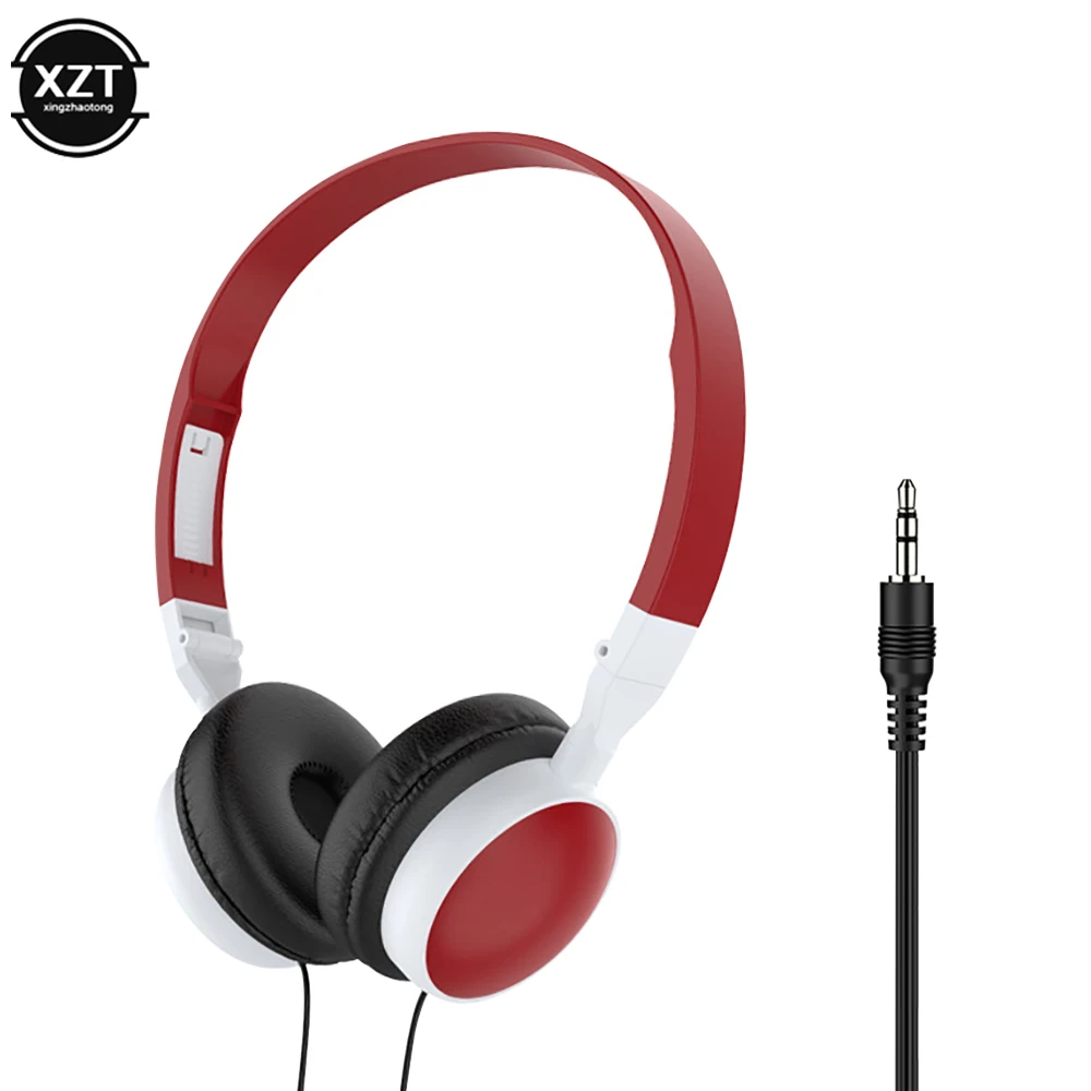 Foldable Stereo Headphones – Wired 3.5mm Headset for Sports & Mobile Devices