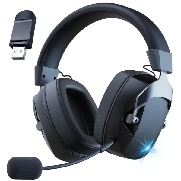 Wireless Gaming Headset – 3 Modes, Detachable Noise-Cancelling Mic