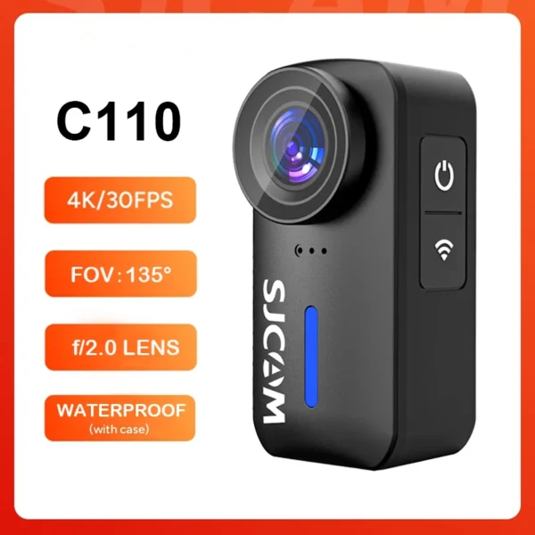 SJCAM C110 4K Action Camera – 135° Wide Angle, EIS, 30M Waterproof, 200Min Battery