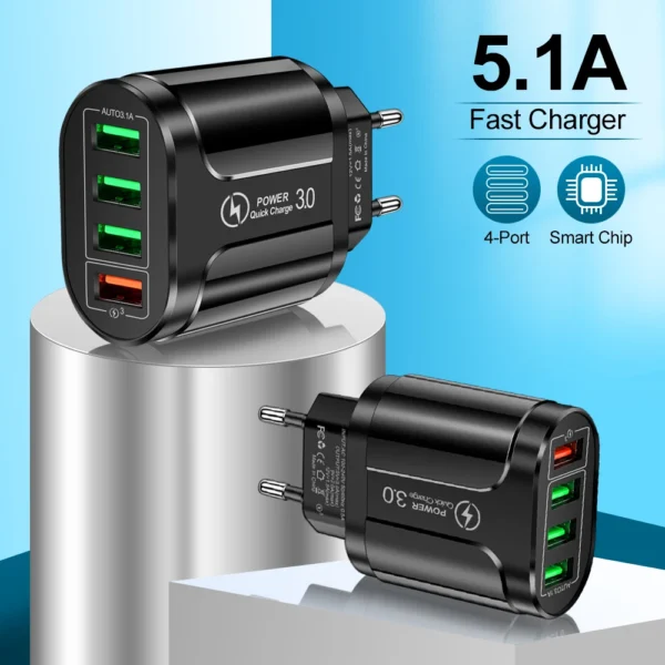 Vumpach 48W 4-Port USB Fast Charger – QC 3.0 Wall Adapter