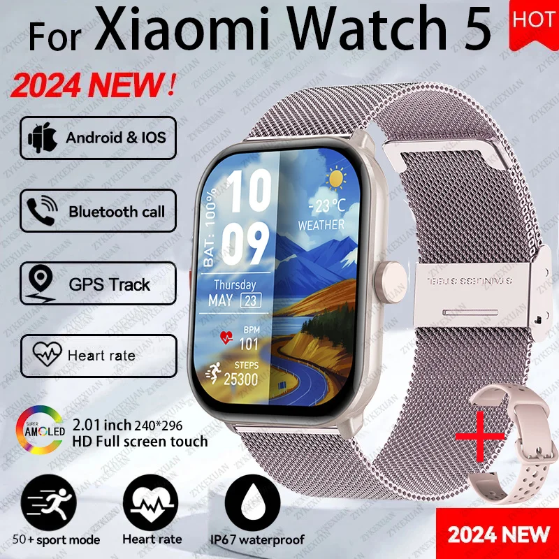 New Watch5 Smartwatch – AI Voice, Bluetooth Call, Blood Oxygen & Pressure Monitor