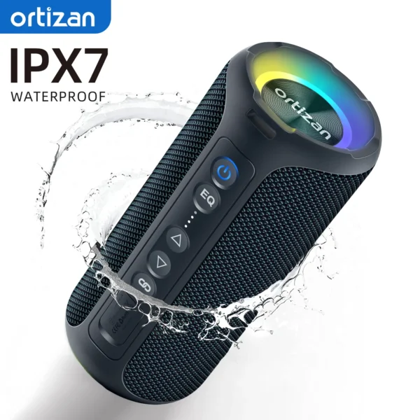 Ortizan Portable Bluetooth Speaker – 40W, Enhanced Bass, IPX7 Waterproof