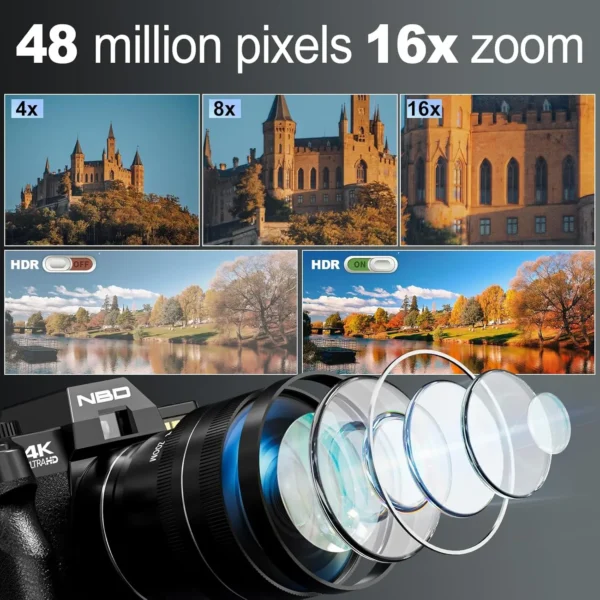 NBD 4K Digital Camera – 48MP Photography & Travel Vlogging Cam