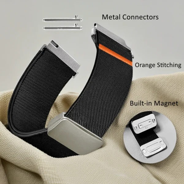 Elastic Magnetic Loop Strap – 18/20/22mm, Compatible with Samsung, Garmin & Amazfit