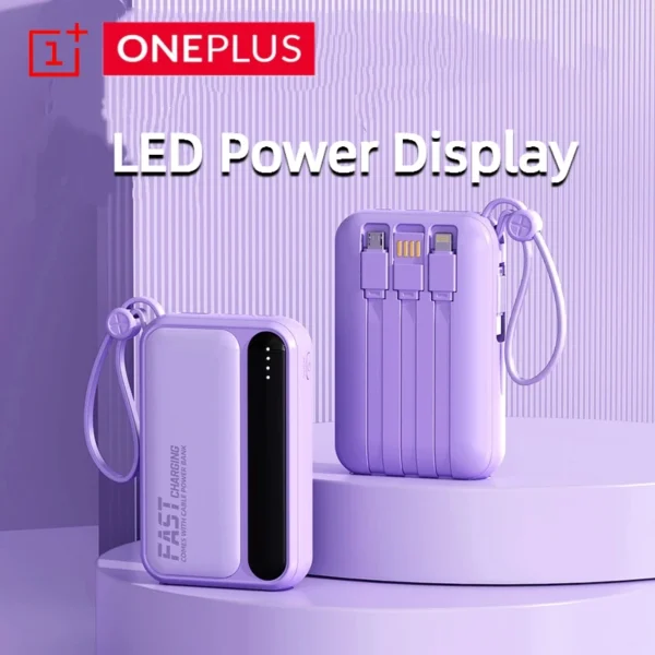ONEPLUS Mini Power Bank – 10000mAh, Fast Charging, Built-in Cables