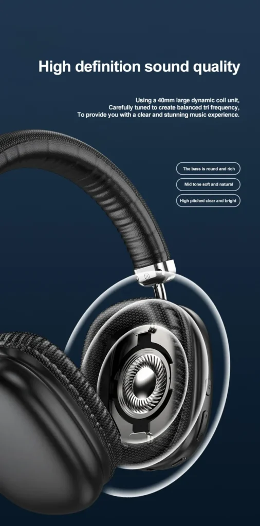 Air Max Wireless Headphones – Bluetooth 5.3, Over-Ear, TWS