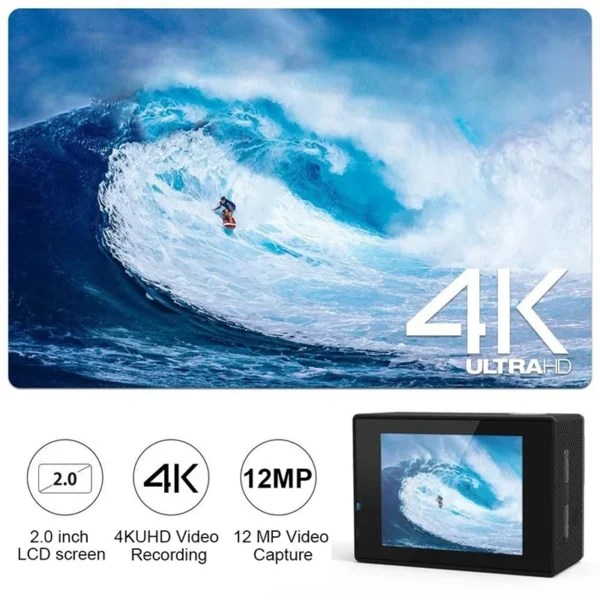 Ultra HD 4K 30fps WiFi Action Camera – 2" LCD, 170° Waterproof Sport Cam