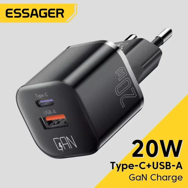 Essager 20W GaN USB-C Charger – PD Fast Charge QC 3.0