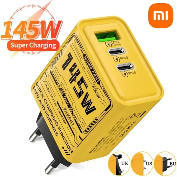 Xiaomi 145W Fast Charging Adapter – PD 3-Port Charger Universal Plug
