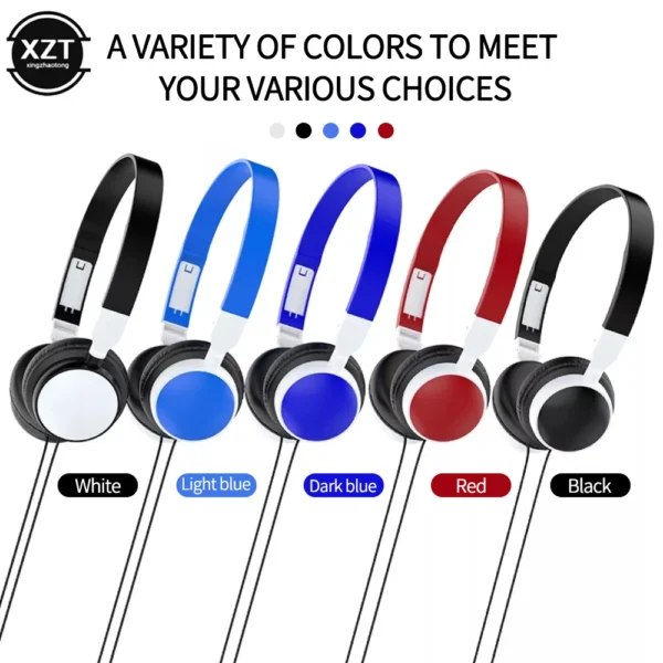 Foldable Stereo Headphones – Wired 3.5mm Headset for Sports & Mobile Devices