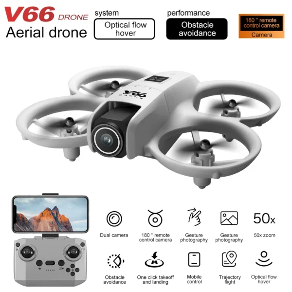 V66 Mini Drone – 4K Dual Camera, WiFi FPV, Obstacle Avoidance