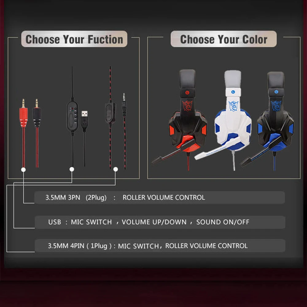 Wired Gaming Headset – Adjustable 120°, Noise-Cancelling Mic, Multi-Platform