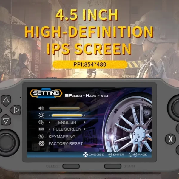 SF3000 Retro Handheld Game Console – 4.5" IPS Screen, Linux System