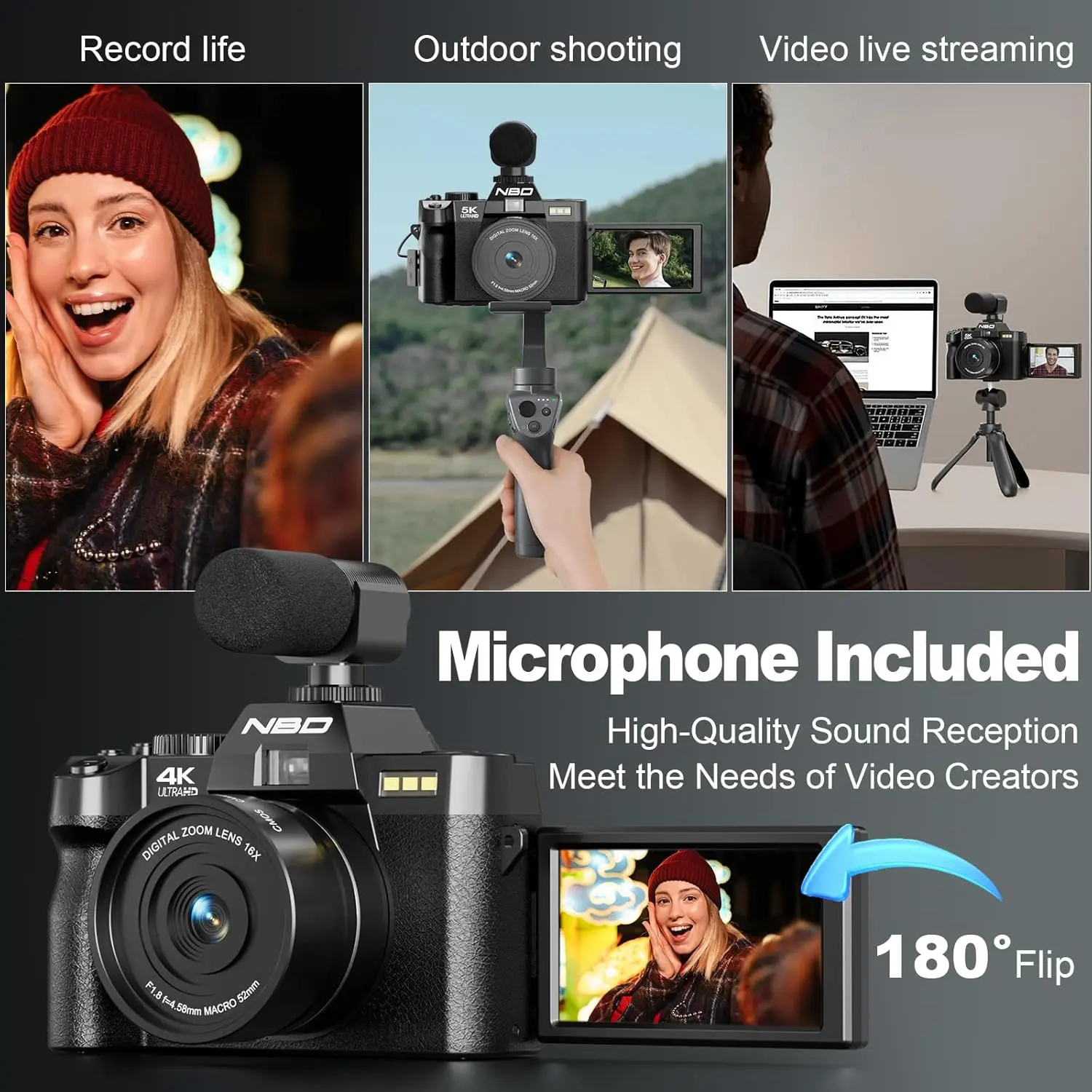 NBD 4K Digital Camera – 48MP Photography & Travel Vlogging Cam