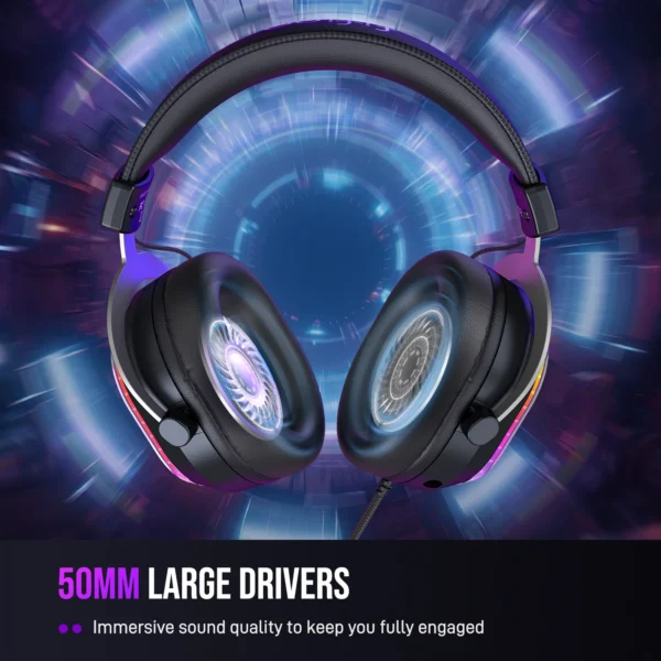 FIFINE H13 Gaming Headphones – RGB, Detachable Mic, PC/PS4/5