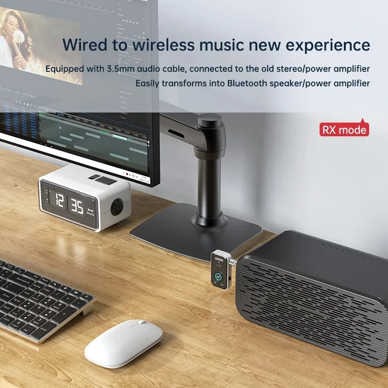 Bluetooth 5.3 Audio Adapter – Wireless Transmitter & Receiver, 3.5mm AUX
