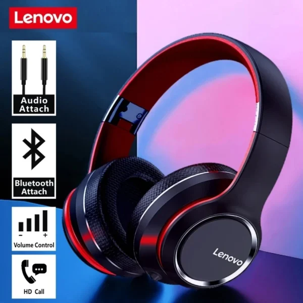 Lenovo HD200 Bluetooth Earphones – Over-Ear, Foldable, Noise-Cancelling