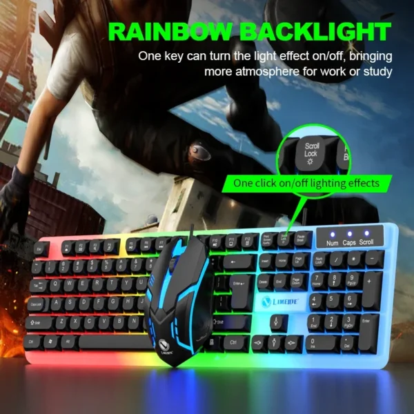 NG GTX350 Gaming Keyboard & Mouse Combo – Wired LED Backlight, Black