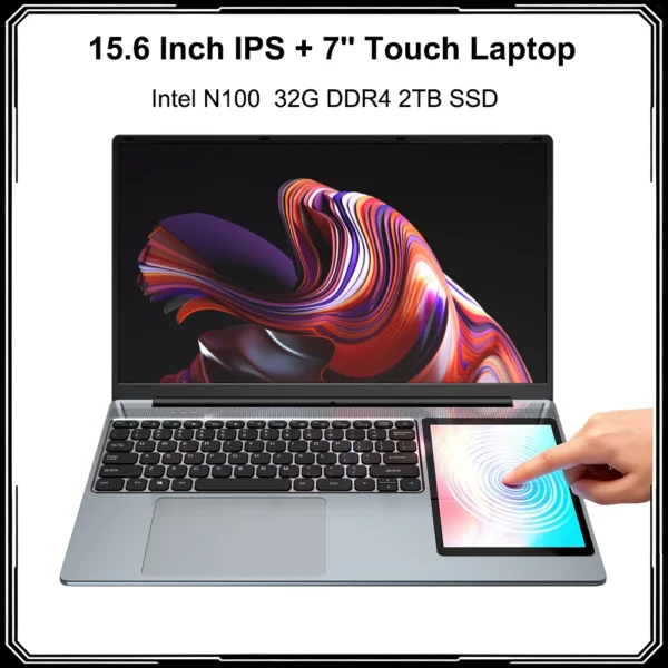 Dual Screen Notebook 15.6" IPS + 7" Touch, 32GB DDR4, 2TB SSD