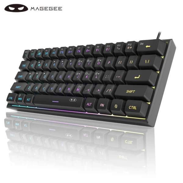 MageGee Mini Gaming Keyboard – 60%, RGB Backlit, Waterproof, Office & Gaming