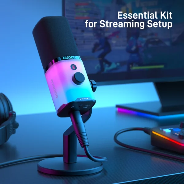 MAONO PD100X USB/XLR Dynamic Gaming Microphone with RGB & Noise Reduction