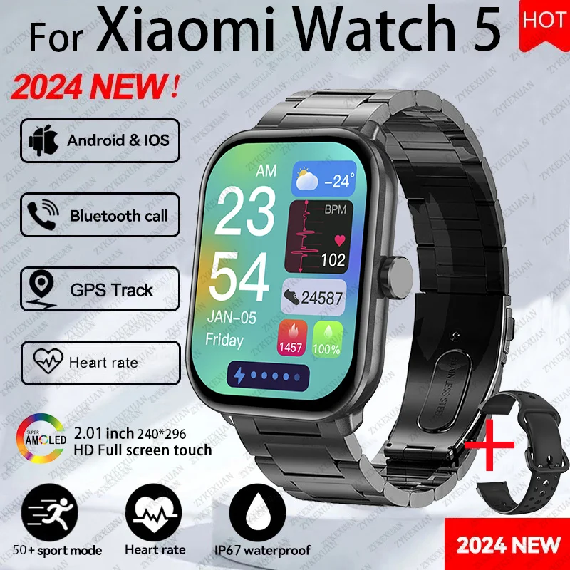 New Watch5 Smartwatch – AI Voice, Bluetooth Call, Blood Oxygen & Pressure Monitor