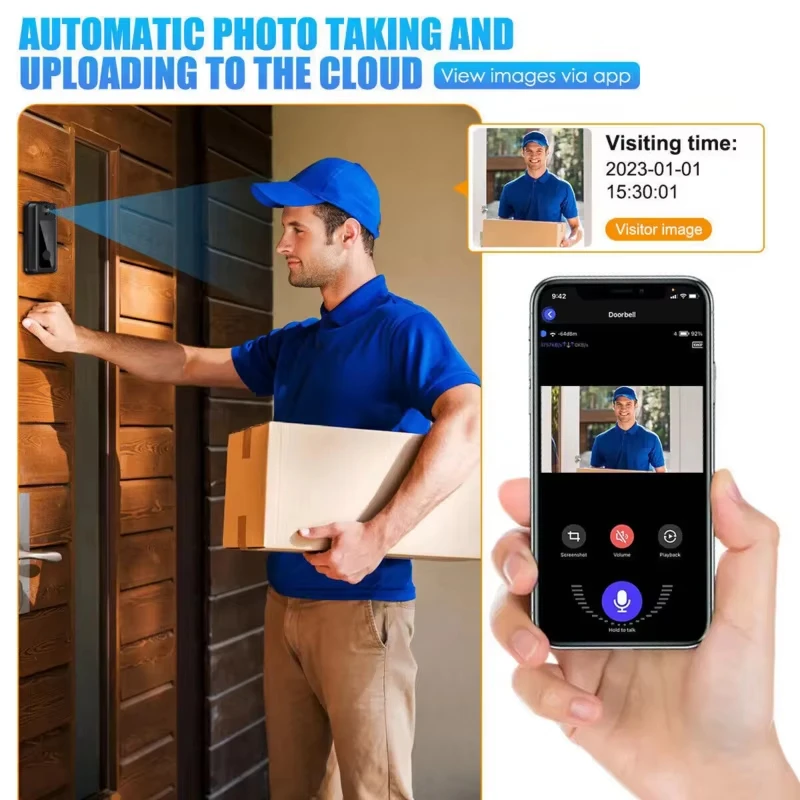 Wireless HD Doorbell Camera with Battery – Smart Security for Your Home