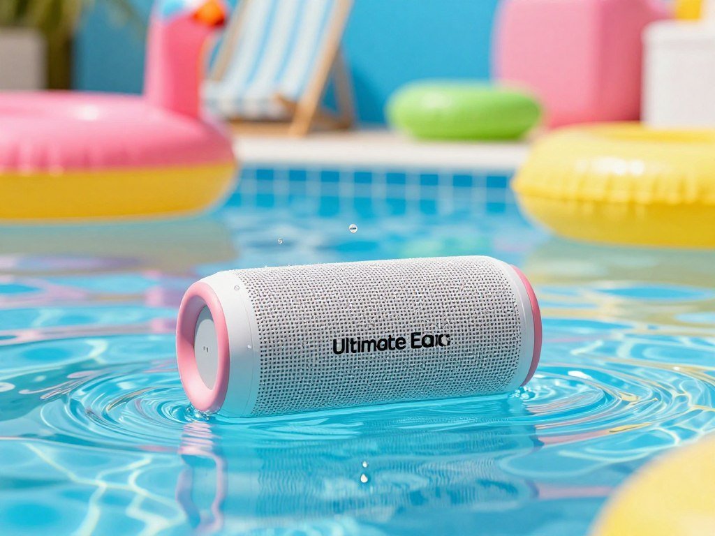 Ultimate Ears Wonderboom 4 speaker floating in swimming pool water
