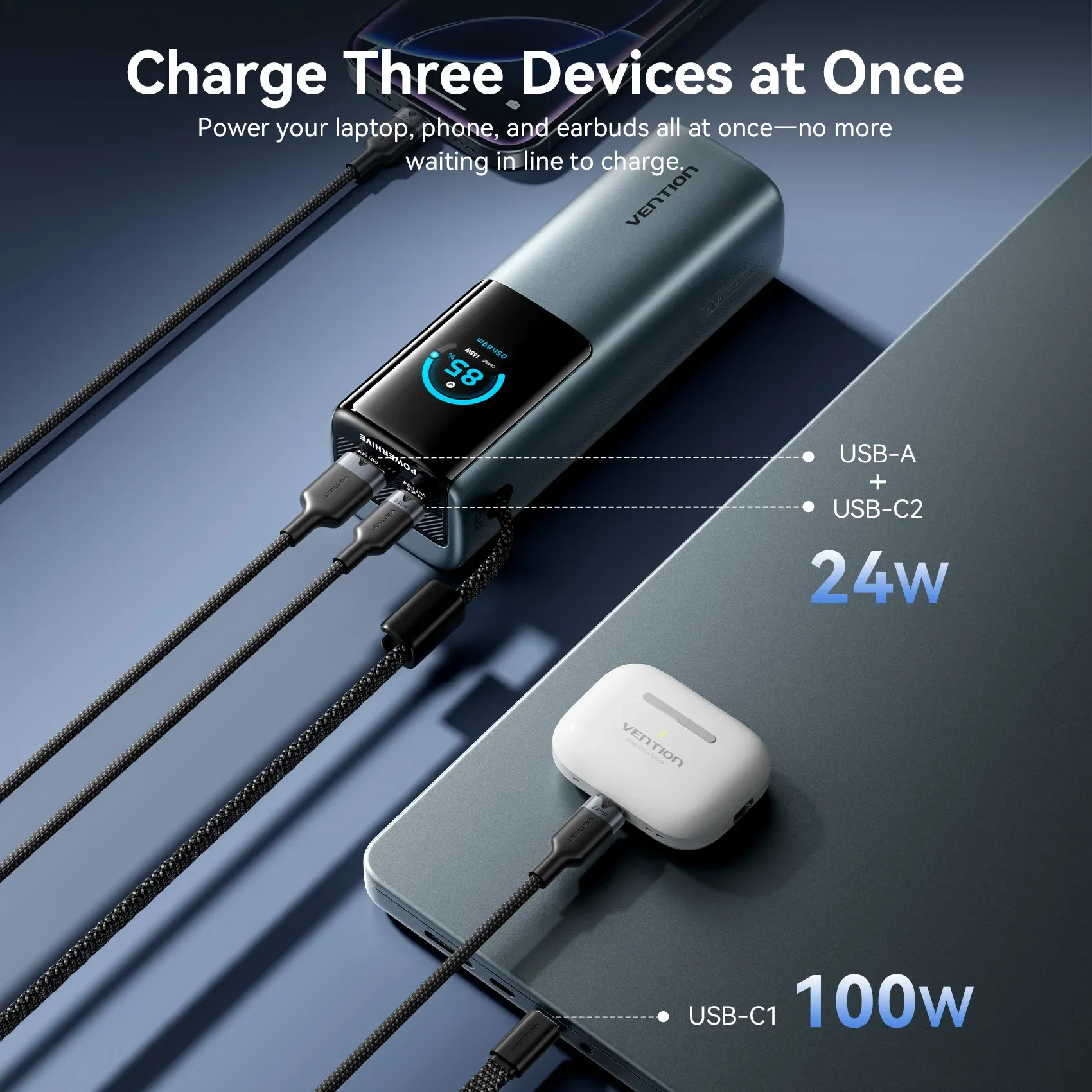 Vention 165W Power Bank 20000mAh – 100W Free Shipping
