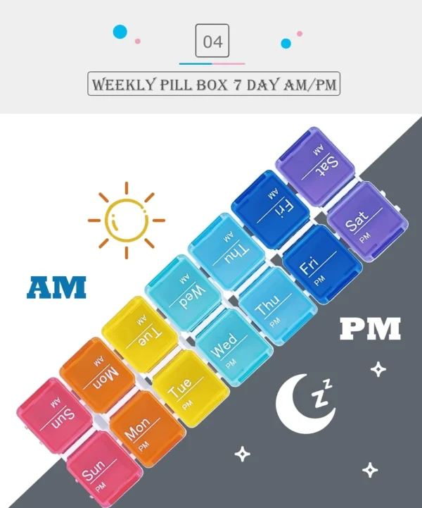 7 Day Pill Organizer with Alarm – AM/PM Weekly Medicine Box