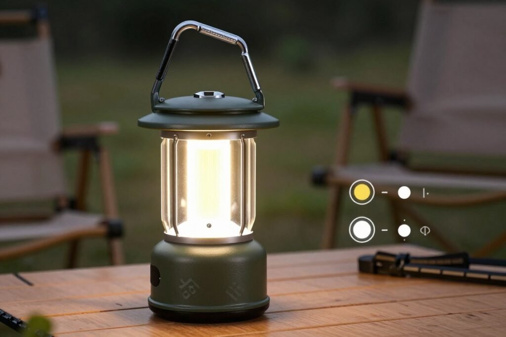 rechargeable LED camping lantern with multiple brightness settings